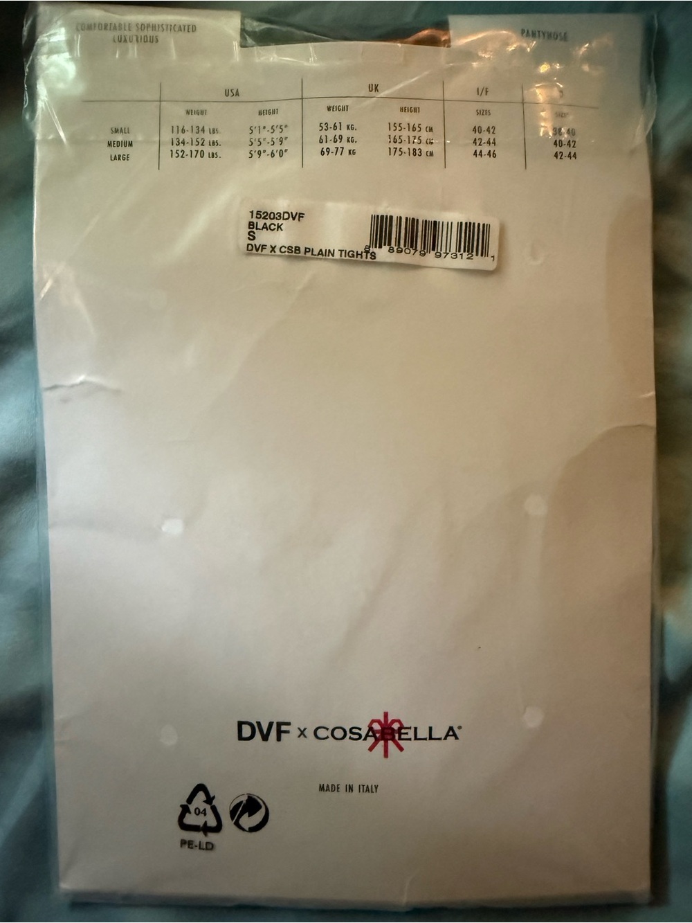 Cosabella Black Sheer Plain Tights - DVF x Cosabella - Picture 2 of 2